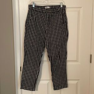 High waisted straight leg plaid pants